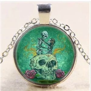 Skull Love Glass Necklace